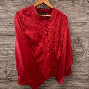 Laura Scott Women's Red Button Up Blouse 22W